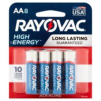 Rayovac High Energy AA 1.5V Alkaline Batteries, 8 count, 8 Each