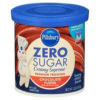 Pillsbury Creamy Supreme Zero Sugar Chocolate Fudge Premium Frosting, 15 oz