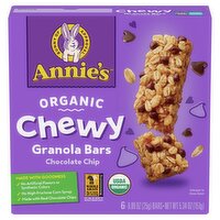 Annie's Organic Chocolate Chip Chewy Granola Bars, 0.89 oz, 6 count, 5.34 Ounce