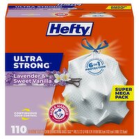 Hefty Ultra Strong 13 Gallon Lavender & Sweet Vanilla Tall Kitchen Drawstring Bags, 110 count