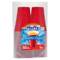 Hefty Red Disposable Plastic 9 oz Cups, 50 Each