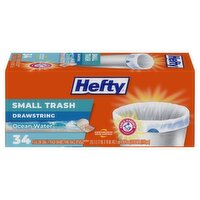 Arm & Hammer Hefty 4 Gallon Ocean Water Small Trash Drawstring Bags, 34 count, 34 Each