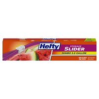 Hefty 2.5 Gallon Jumbo Storage Slider Bags Value Pack, 12 count