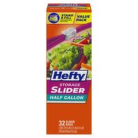 Hefty Half Gallon Storage Slider Bags Value Pack, 32 count