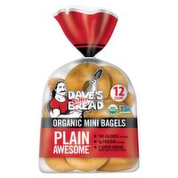 Dave's Killer Bread Plain Awesome Organic Mini Bagels, 12 count, 15.6 oz
