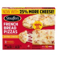 Stouffer's Extra Cheese French Bread Pizzas, 2 count, 11 3/4 oz, 11.75 Ounce