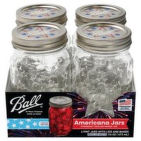 Ball Americana Regular Mouth 16oz Mason Jars with Lids and Bands Limited Edition, 4 Count, 4 Each