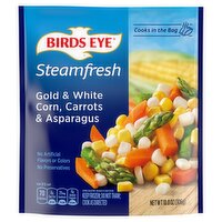 Birds Eye Steamfresh Gold & White Corn, Carrots and Asparagus, 10.8 oz, 10.8 Ounce