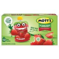 Mott's Strawberry No Sugar Added Applesauce, 3.2 oz, 12 count