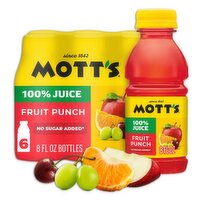 Mott's Fruit Punch 100% Juice, 8 fl oz, 6 count
