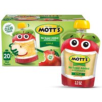 Mott's No Sugar Added Apple Applesauce Family Size, 3.2 oz, 20 count