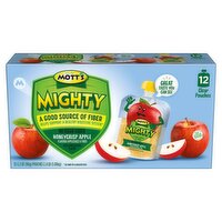 Mott's Mighty No Sugar Added Honeycrisp Apple Flavored Applesauce & Fiber, 3.2 oz, 12 count