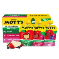 Mott's No Sugar Added Applesauce Variety Pack, 3.2 oz, 20 count