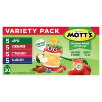 Mott's No Sugar Added Applesauce Variety Pack, 3.2 oz, 20 count, 4 Pound