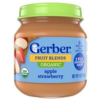 Gerber 2nd Foods Organic Apple Strawberry Fruit Blends Baby Food, 6+ Months Sitter, 4 oz