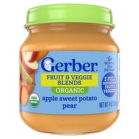 Gerber 2nd Foods Organic Fruit & Veggie Blends Baby Food, 6+ Months Sitter, 4 oz
