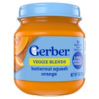 Gerber 2nd Foods Butternut Squash Orange Veggie Blends Baby Food, 6+ Months Sitter, 4 oz