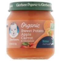 Gerber 2nd Foods Organic Sweet Potato Apple Carrot & Cinnamon Baby Food, Sitter, 4 oz, 4 Ounce