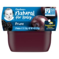 (Pack of 2) Gerber 1st Foods Prune Baby Food, 2 oz Tubs, 4 Ounce