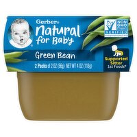 (Pack of 2) Gerber 1st Foods Green Bean Baby Food, 2 oz Tubs