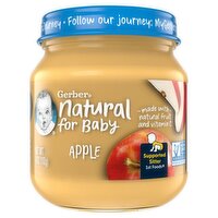 Gerber 1st Foods Natural for Baby Apple Baby Food, Supported Sitter, 4 oz, 4 Ounce