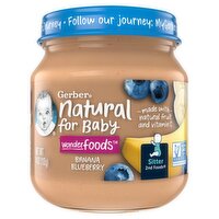 Gerber 2nd Foods Natural for Baby Banana Blueberry Baby Food, Sitter, 4 oz, 4 Ounce