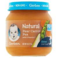 Gerber 2nd Foods Natural Pear Carrot Pea Baby Food, Sitter, 4 oz