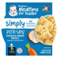 Gerber Mealtime for Toddler Pick-Ups Chicken & Carrot Ravioli Baby Food Toddler 12+ Months, 6 oz, 6 Ounce