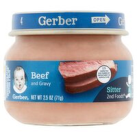 Gerber 2nd Foods Beef and Gravy Baby Food, Sitter, 4M, 2.5 oz