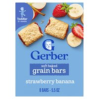Gerber Strawberry Banana Soft Baked Grain Bars Baby Food, Toddler 12+ months, 8 count, 5.5 oz