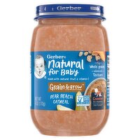 Gerber Grain & Grow Pear Peach Oatmeal Stage 3 Baby Food, 6 oz