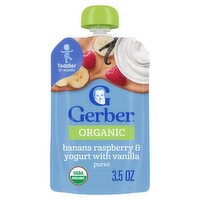Gerber Organic Banana Raspberry & Yogurt with Vanilla Puree Baby Food, Toddler 12+ months, 3.5 oz