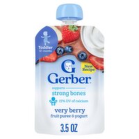 Gerber Very Berry Fruit Puree & Yogurt Baby Food, Toddler 12+ months, 3.5 oz