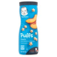 Gerber Peach Puffs Cereal Snack, Crawler, 8+ Months, 1.48 oz, 1.48 Ounce