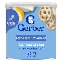 Gerber Baked Banana Cream Crunchy Teether Wheels Snack Baby Food, Crawler 10+ months, 1.48 oz