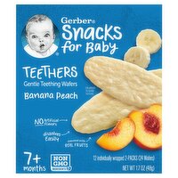 Gerber Banana Peach Teething Wafers, 1.7 oz, 12 Count