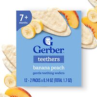 Gerber Teethers Banana Peach Gentle Teething Wafers Baby Food, 7+ months, 12 count, 1.7 oz