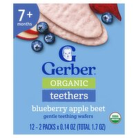 Gerber Organic Teethers Blueberry Apple Beet Gentle Teething Wafers, 7+ months, 12 count, 1.7 oz