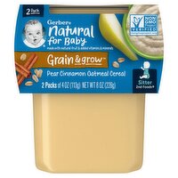 Gerber 2nd Foods Grain Grow Pear Cinnamon Oatmeal Cereal Baby Food, Sitter, 4 oz, 2 count, 8 Ounce