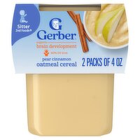 Gerber 2nd Foods Pear Cinnamon Oatmeal Cereal Baby Food, Sitter, 4 oz, 2 count