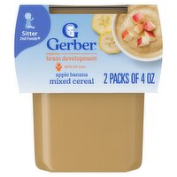 Gerber 2nd Foods Apple Banana Mixed Cereal Baby Food, Sitter, 4 oz, 2 count, 8 Ounce