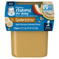 Gerber 2nd Foods Grain & Grow Apple Banana Oatmeal Cereal Baby Food, Sitter, 4 oz, 2 count