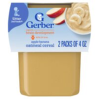 Gerber 2nd Foods Apple Banana Oatmeal Cereal Baby Food, Sitter, 4 oz, 2 count, 8 Ounce