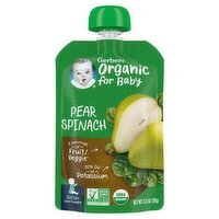 Gerber 2nd Foods Organic Pear Spinach Baby Food, 3.5 oz Pouch, 3.5 Ounce