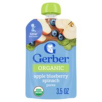 Gerber 2nd Foods Organic Apple Blueberry Spinach Puree Baby Food, Sitter, 3.5 oz
