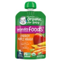 Gerber 2nd Foods Organic Carrot Apple Mango Baby Food, 3.5 oz Pouch, 3.5 Ounce