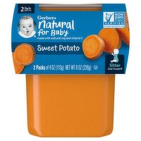 Gerber 2nd Foods Natural for Baby Sweet Potato Baby Food, Sitter, 4 oz, 2 count, 8 Ounce