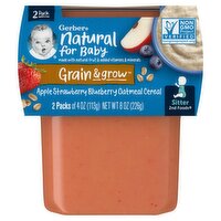 Gerber 2nd Foods Apple Strawberry Blueberry with Mixed Cereal Baby Food, Sitter, 4 oz, 2 count