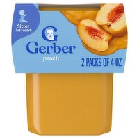Gerber 2nd Foods Peach Baby Food, Sitter, 4 oz, 2 count