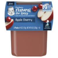 Gerber 2nd Foods Apple Cherry Baby Food, Sitter, 4 oz, 2 count, 8 Ounce